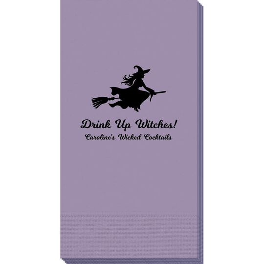 Witch On a Broom Silhouette Guest Towels